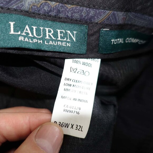 Lauren Ralph Lauren Men's Total Comfort Dress Pants 36 x 32 Charcoal Gray Slacks - Picture 3 of 5